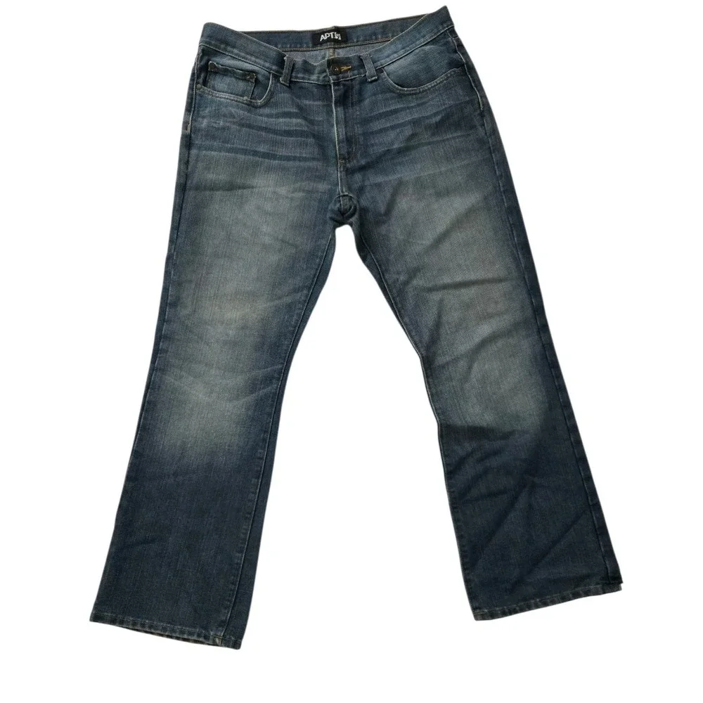 APT‎ 9 Men's Relaxed Fit Dark Blue Wash Denim Jeans Size 34x32